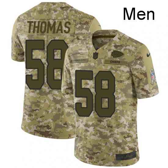 Men Nike Kansas City Chiefs 58 Derrick Thomas Limited Camo 2018 Salute to Service NFL Jersey